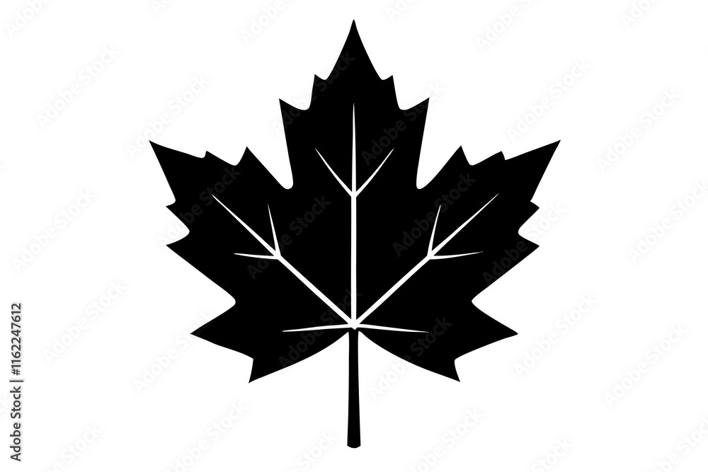 Obraz premium maple leaf black silhouette vector, Simple silhouette Design vector icon with white background. 