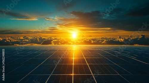 green energy eco-friendly transition. Solar Panels Harvesting Sunset Energy Abundance