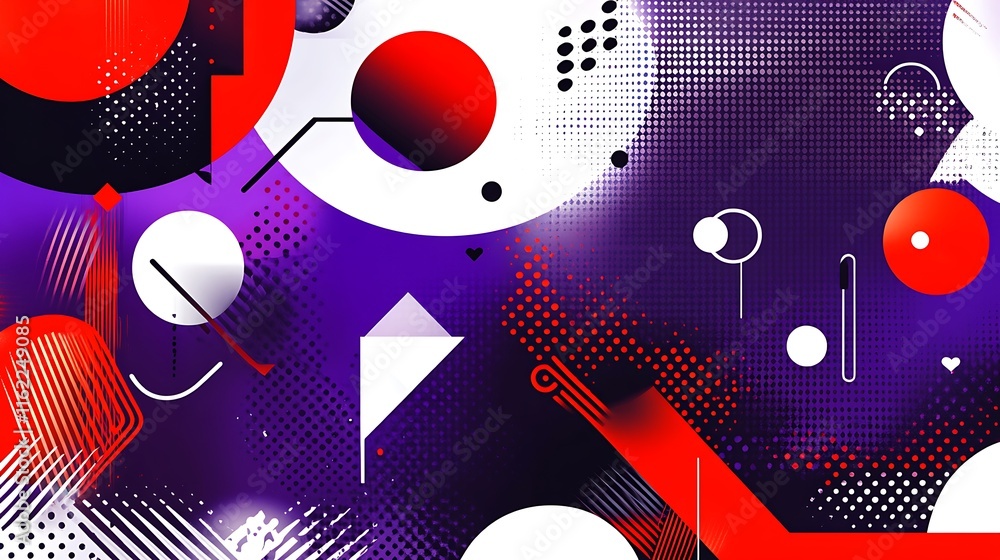 Abstract Geometric Design with Red White and Purple Hues Abstract Geometric Design with Red White and Purple Hues