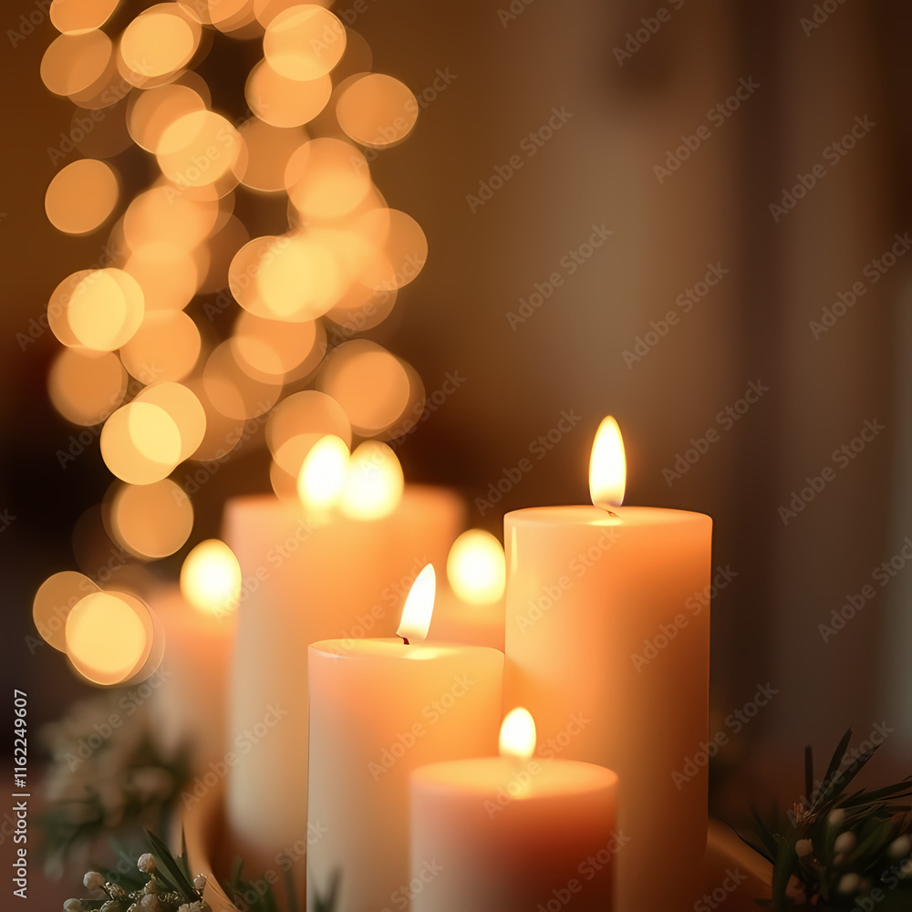 Glowing Candles with Soft Golden Light and Warm Background Bokeh Glowing Candles with Soft Golden Light and Warm Background Bokeh