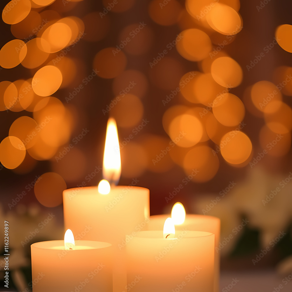 Glowing Candles with Soft Golden Light and Warm Background Bokeh Glowing Candles with Soft Golden Light and Warm Background Bokeh