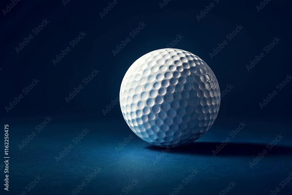 Stylish golf ball isolated on empty dark blue background. Stylish golf ball isolated on empty dark blue background.