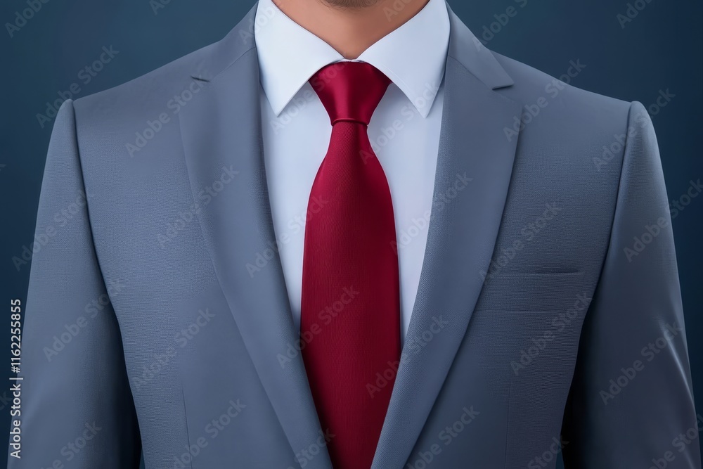 Dapper Young Gentleman's Grey Suit and Red Tie - Sharp grey suit, crimson tie, classic style, professional attire, sophisticated look. Symbolizing success, confidence, elegance, authority, and ambiti Dapper Young Gentleman's Grey Suit and Red Tie - Sharp grey suit, crimson tie, classic style, professional attire, sophisticated look. Symbolizing success, confidence, elegance, authority, and ambiti