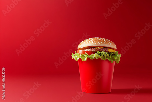 Delicious Burger in a Red Cup photo