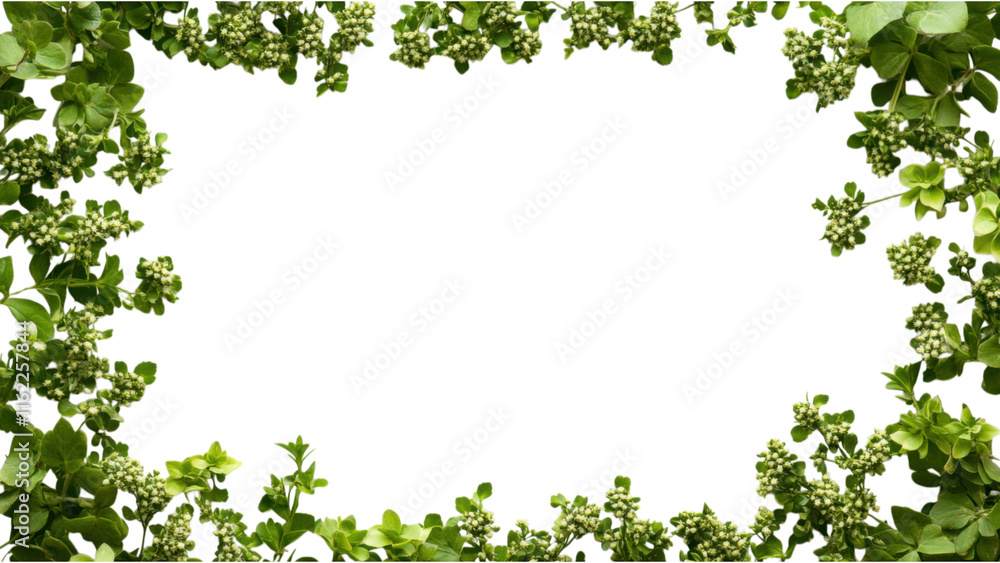 Green Floral Square Frame, vibrant clusters of green flowers symmetrically arranged on a crisp white background, adds a fresh touch to any decor Green Floral Square Frame, vibrant clusters of green flowers symmetrically arranged on a crisp white background, adds a fresh touch to any decor