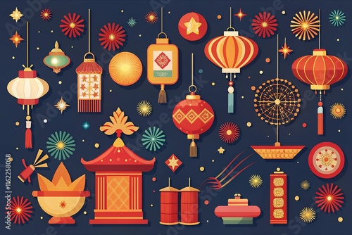 Wallpaper Mural Chinese background with christmas tree and gifts Torontodigital.ca