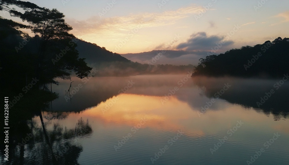 Fototapeta premium Reflections shimmer in tranquil beauty. 