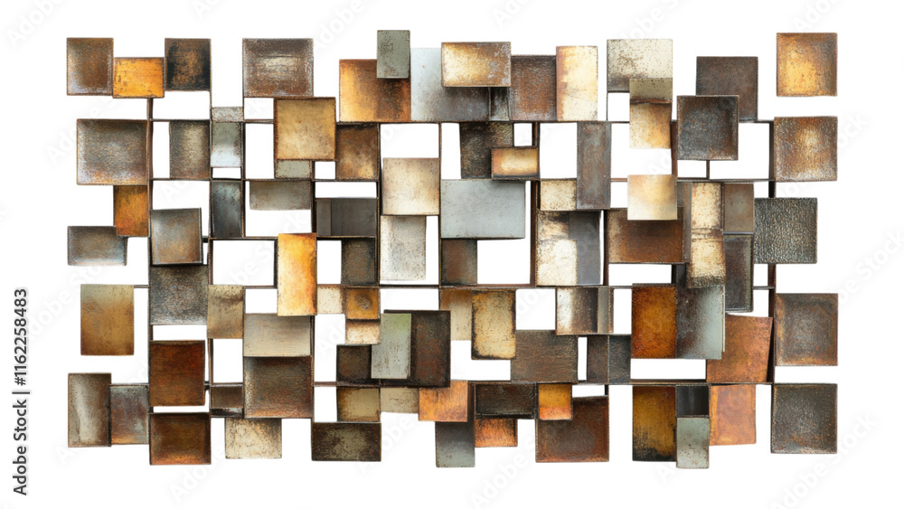 Metallic Mosaic Frame, individual metallic paper scraps form a square pattern, set against a clean white background for striking visual contrast Metallic Mosaic Frame, individual metallic paper scraps form a square pattern, set against a clean white background for striking visual contrast