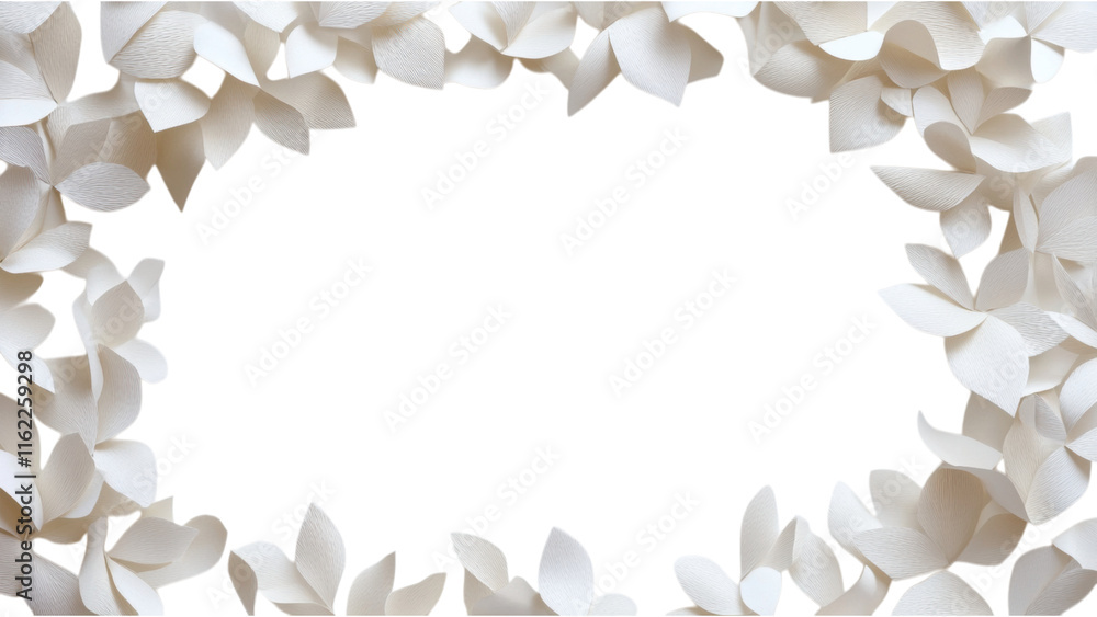 Paper Leaf Cluster Frame, intricately designed square pattern of paper leaves on a clean white backdrop, perfect for showcasing creativity and nature. Paper Leaf Cluster Frame, intricately designed square pattern of paper leaves on a clean white backdrop, perfect for showcasing creativity and nature.