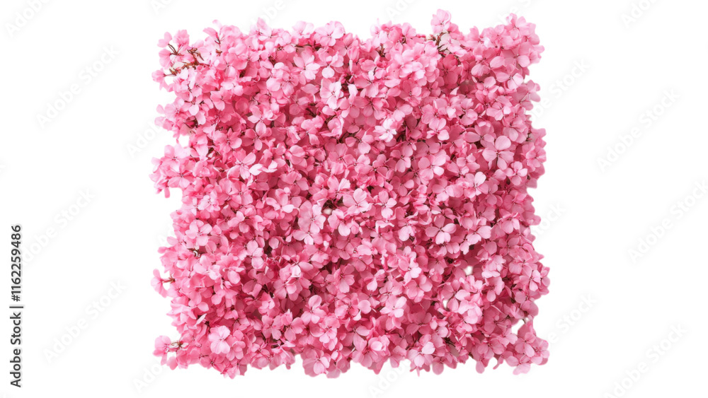 Obraz premium Pink Floral Square Frame, vibrant clusters of pink flowers elegantly arranged on a clean white background, perfect for decoration or invitations