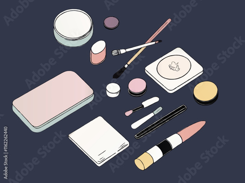 set of make up and beauty products vector illustration