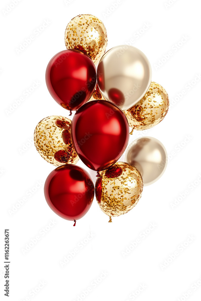 red and gold balloons over white background red and gold balloons over white background