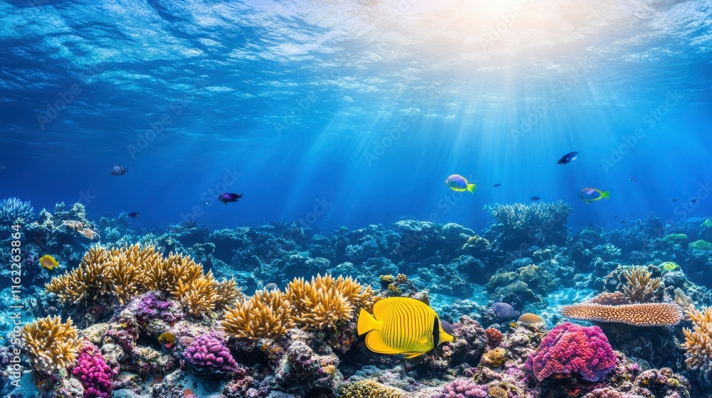 Fototapeta premium Serene Underwater Landscape with Vibrant Colors