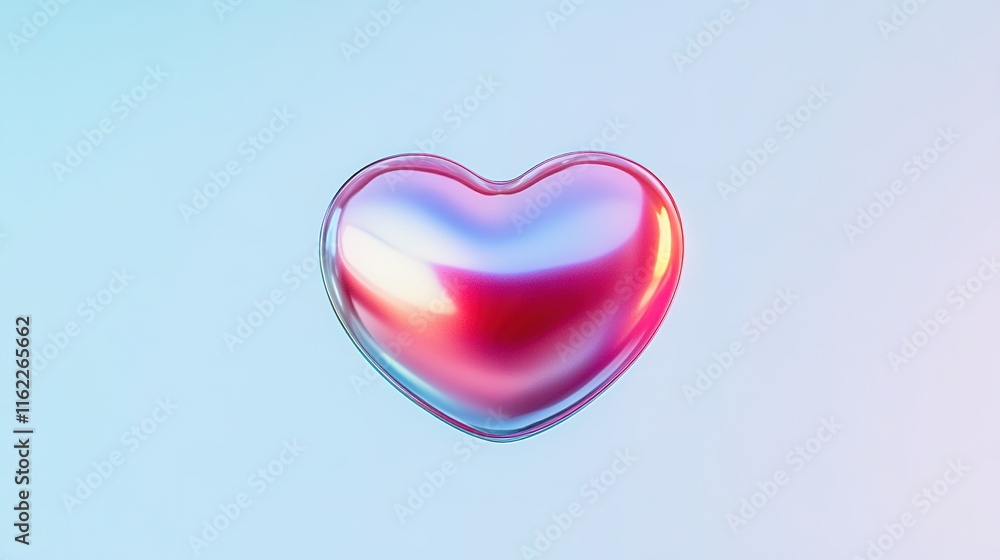 holographic heart pendant with vibrant color reflections floating above clean white background with highlights holographic heart pendant with vibrant color reflections floating above clean white background with highlights