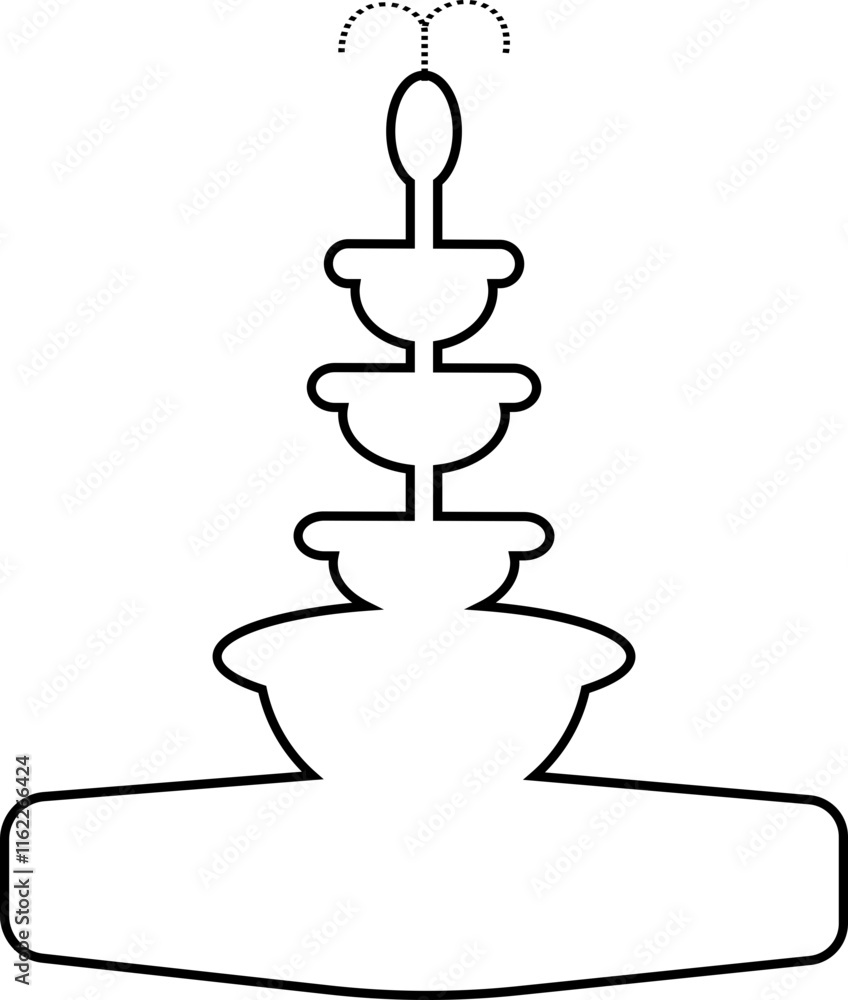 Fountain marble sculpture with flowing water splash icon of elegance classic decorative monument for refreshing design element line vector isolated on transparent background Fountain marble sculpture with flowing water splash icon of elegance classic decorative monument for refreshing design element line vector isolated on transparent background