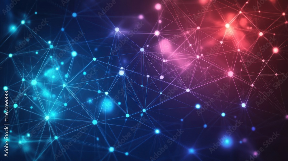 Abstract Network Connections Blue Red Glowing Nodes Digital Technology Background Abstract Network Connections Blue Red Glowing Nodes Digital Technology Background