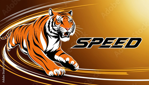 A Running Tiger Representing Speed and Power photo