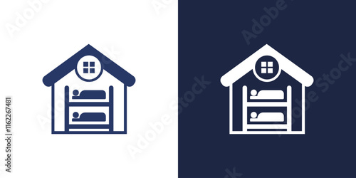 Bed house icon logo home sleep room hotel vector design