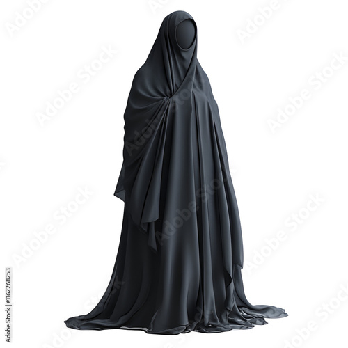 Elegant Black Abaya, Islamic Modest Dress, FullLength Gown photo