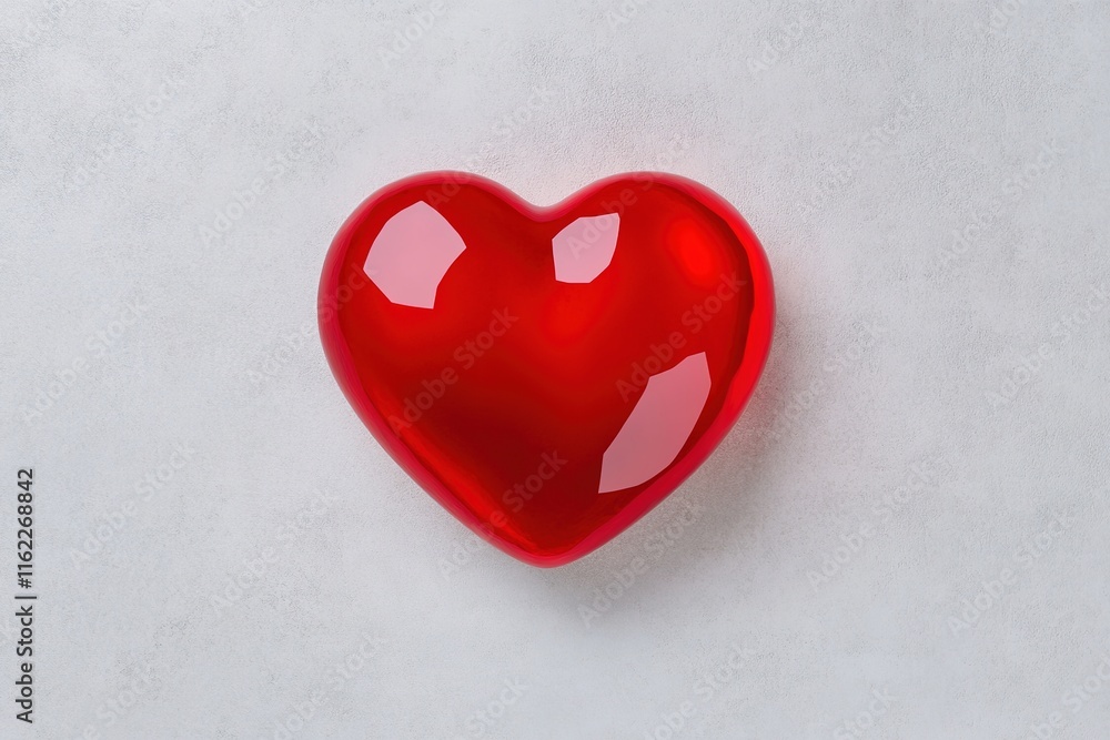 stylized red heart encased in transparent ice placed on white background with soft lighting for emphasis stylized red heart encased in transparent ice placed on white background with soft lighting for emphasis