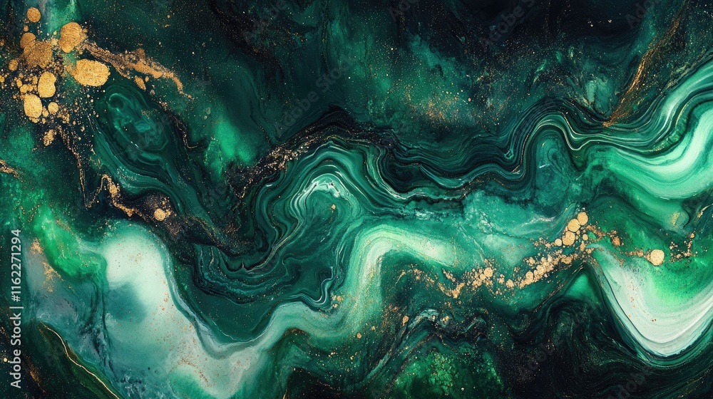 Abstract Emerald Green Gold Swirl Marble Art Abstract Emerald Green Gold Swirl Marble Art