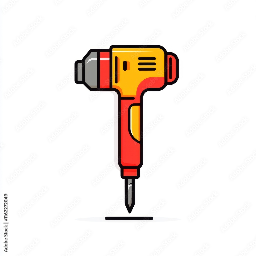 Simple illustration of a cordless drill driving a nail. Simple illustration of a cordless drill driving a nail.