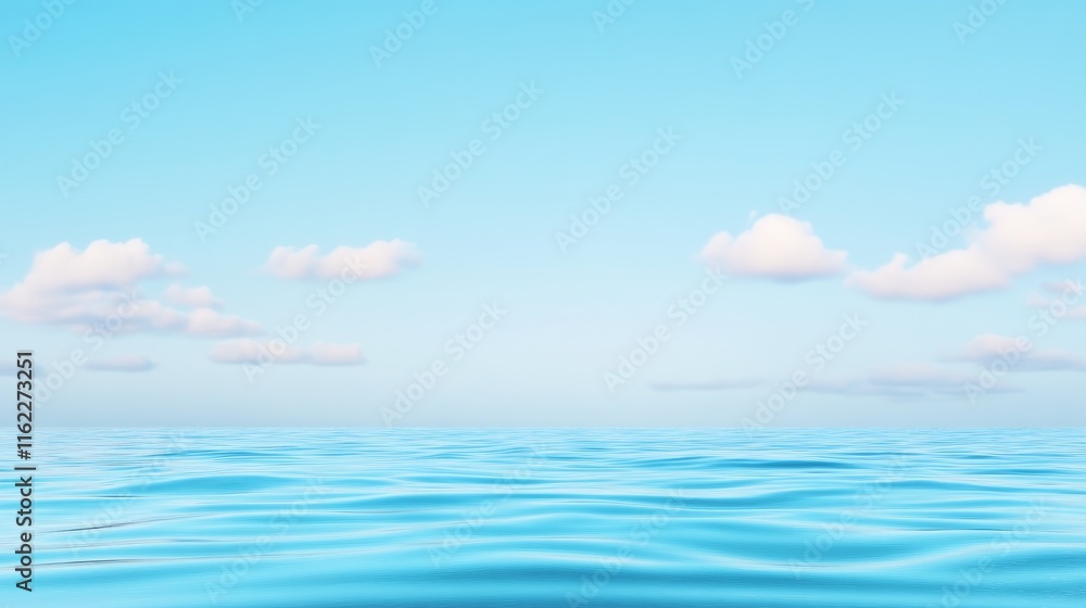 Calm Ocean Surface with Gentle Waves and Sky - Serene ocean scene, symbolizing peace, tranquility, freedom, escape, and rejuvenation.  Perfect for relaxation and travel themes.