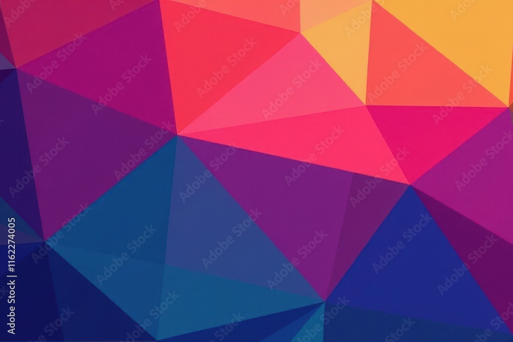 Fototapeta premium Interlocking geometric triangles, vibrant hues, angular, wallpaper, clean