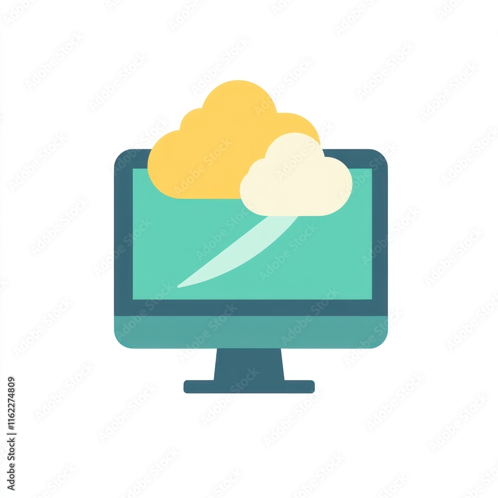 Cloud computing, data storage, online backup on computer screen. Cloud computing, data storage, online backup on computer screen.