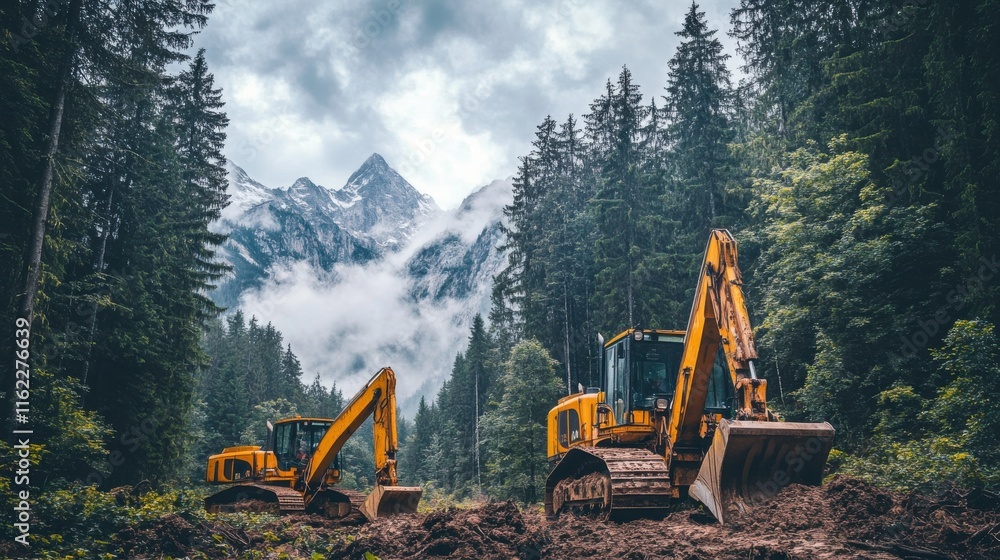 Bulldozers Clearing Forest for Development Bulldozers Clearing Forest for Development