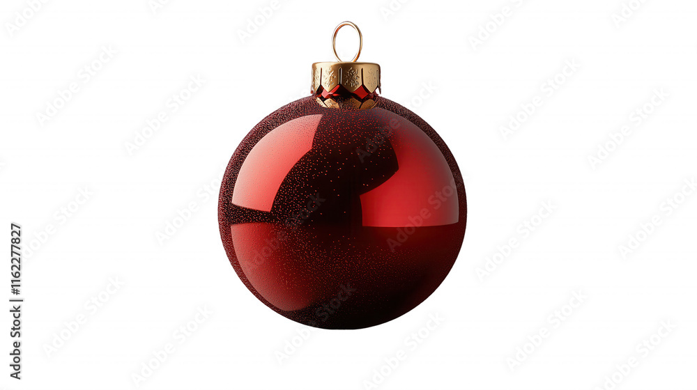 A red ornament with a gold chain hanging from it A red ornament with a gold chain hanging from it