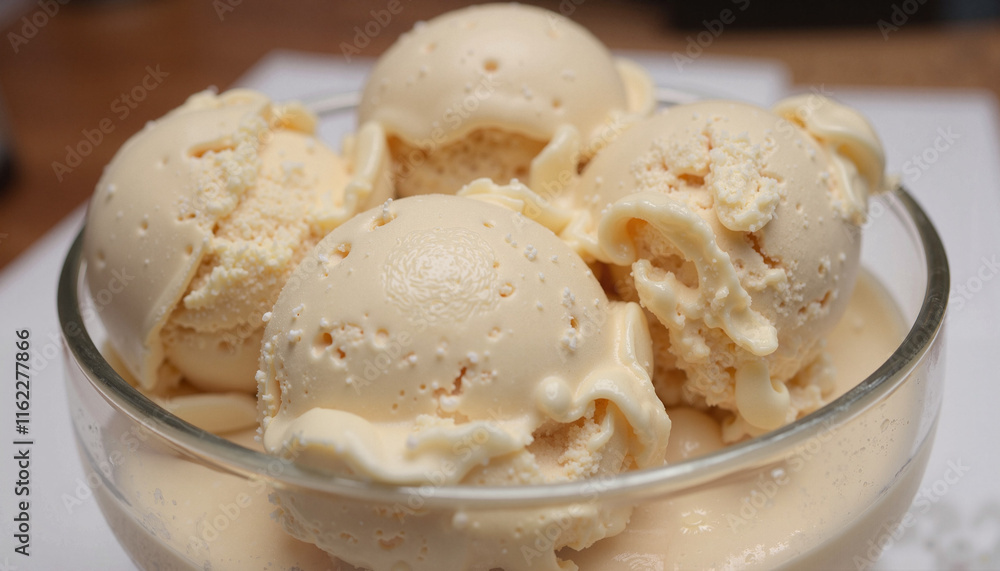 Ice Cream Scoops in a Dessert Bowl with a Sweet and Tempting Look Ice Cream Scoops in a Dessert Bowl with a Sweet and Tempting Look