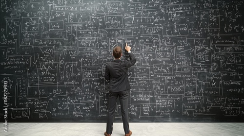 Experienced Teacher Solving Math Equations on Chalkboard