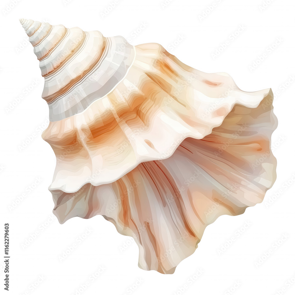 A shell with a pointed top and a rounded bottom A shell with a pointed top and a rounded bottom