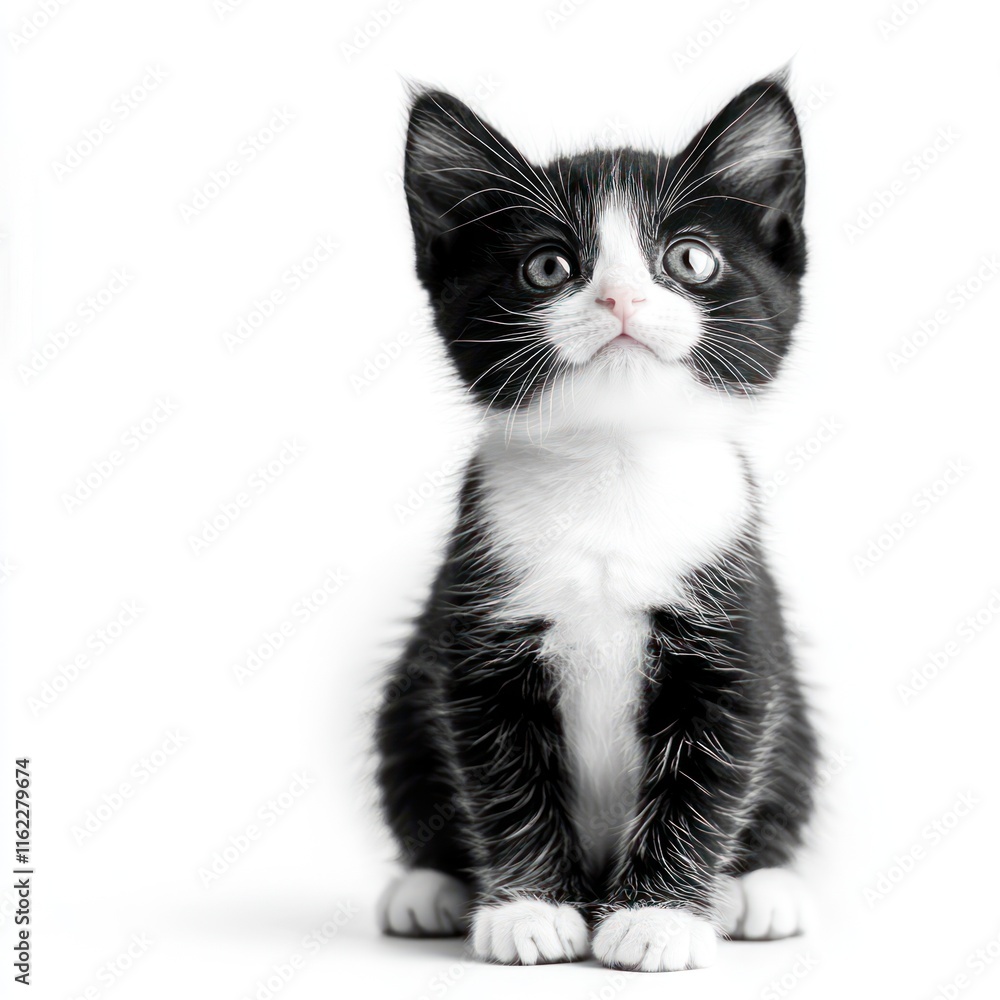 Cute young black and white kitty Isolated on White Background Generative AIIsolated on White Background Generative AI Cute young black and white kitty Isolated on White Background Generative AIIsolated on White Background Generative AI