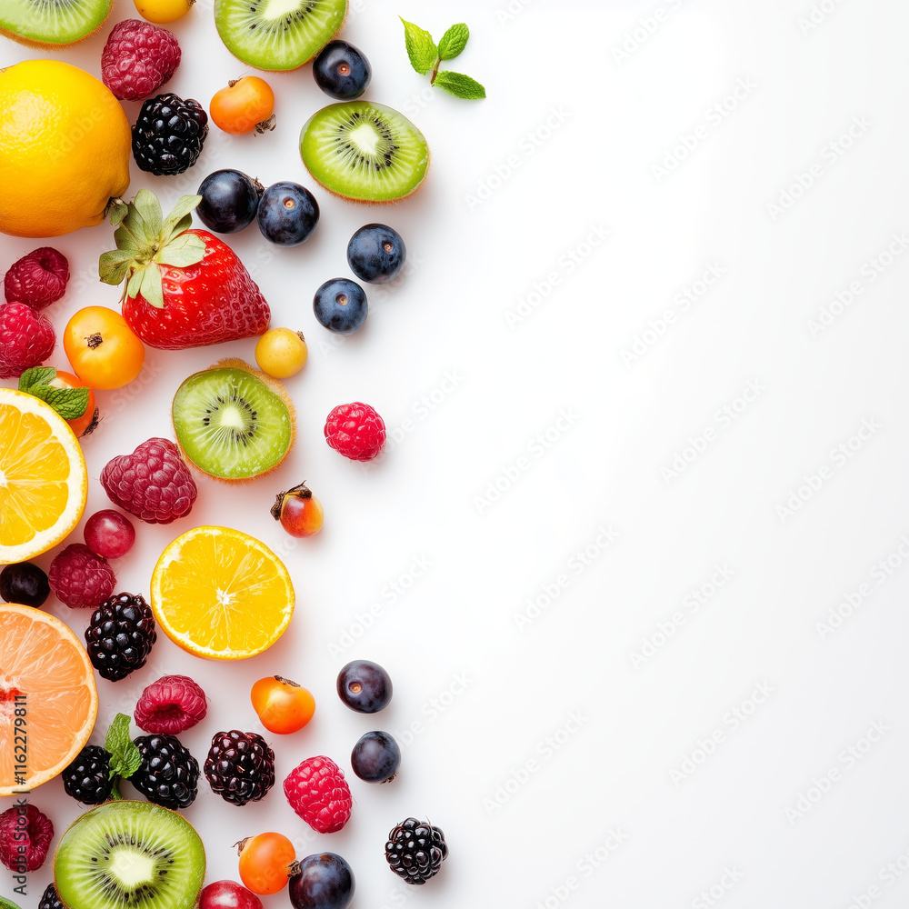 collection of fruits with white background 