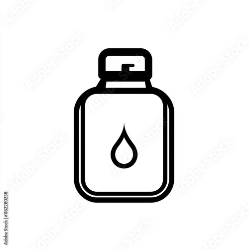 Simple line art illustration of a bottle with a drop. photo