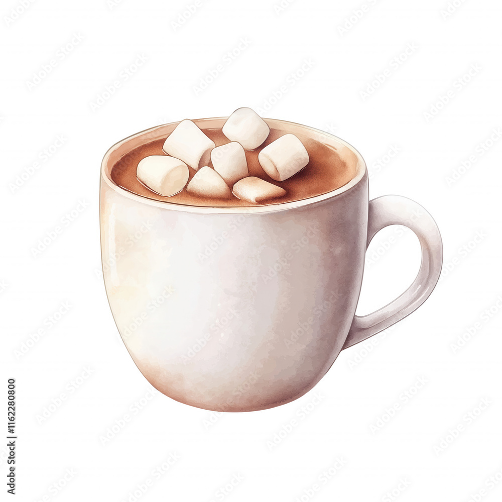 A white cup of hot chocolate with marshmallows on top A white cup of hot chocolate with marshmallows on top