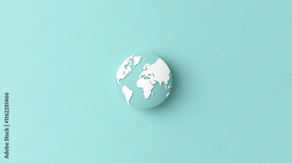 Modern White and Sleek Globe Icon with Delicate Lines Modern White and Sleek Globe Icon with Delicate Lines