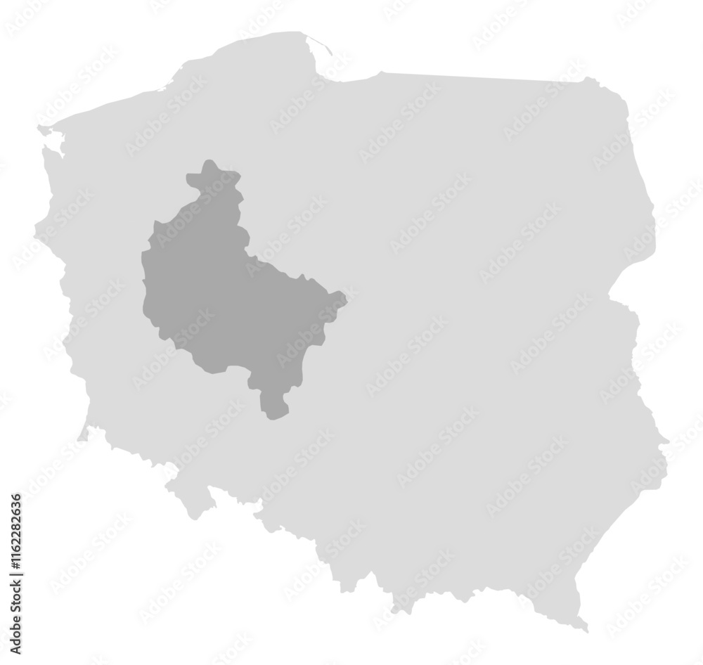 Location of Greater Poland in Poland
grey colour. Location of Greater Poland in Poland
grey colour.