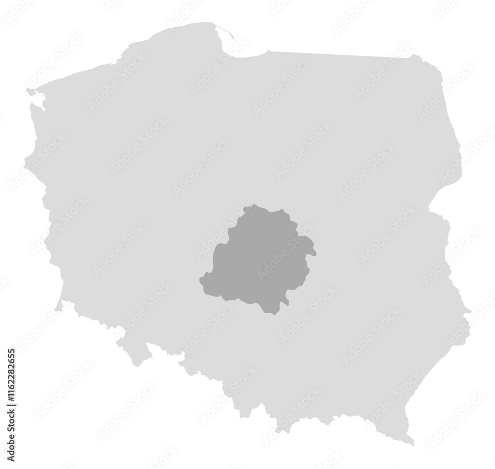 Location of Łódź in Poland
grey colour. Location of Łódź in Poland
grey colour.