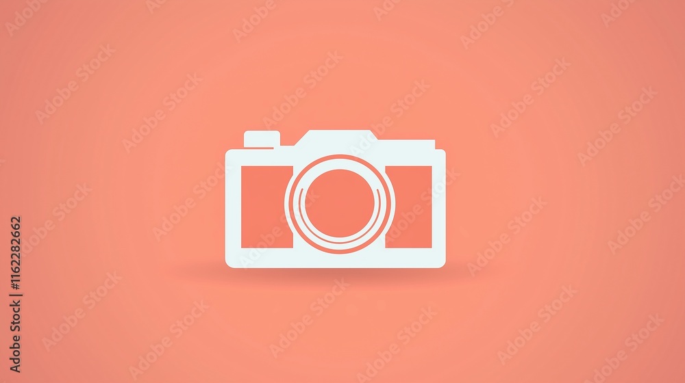 Vibrant Coral Background with Simple White Camera Icon Vibrant Coral Background with Simple White Camera Icon