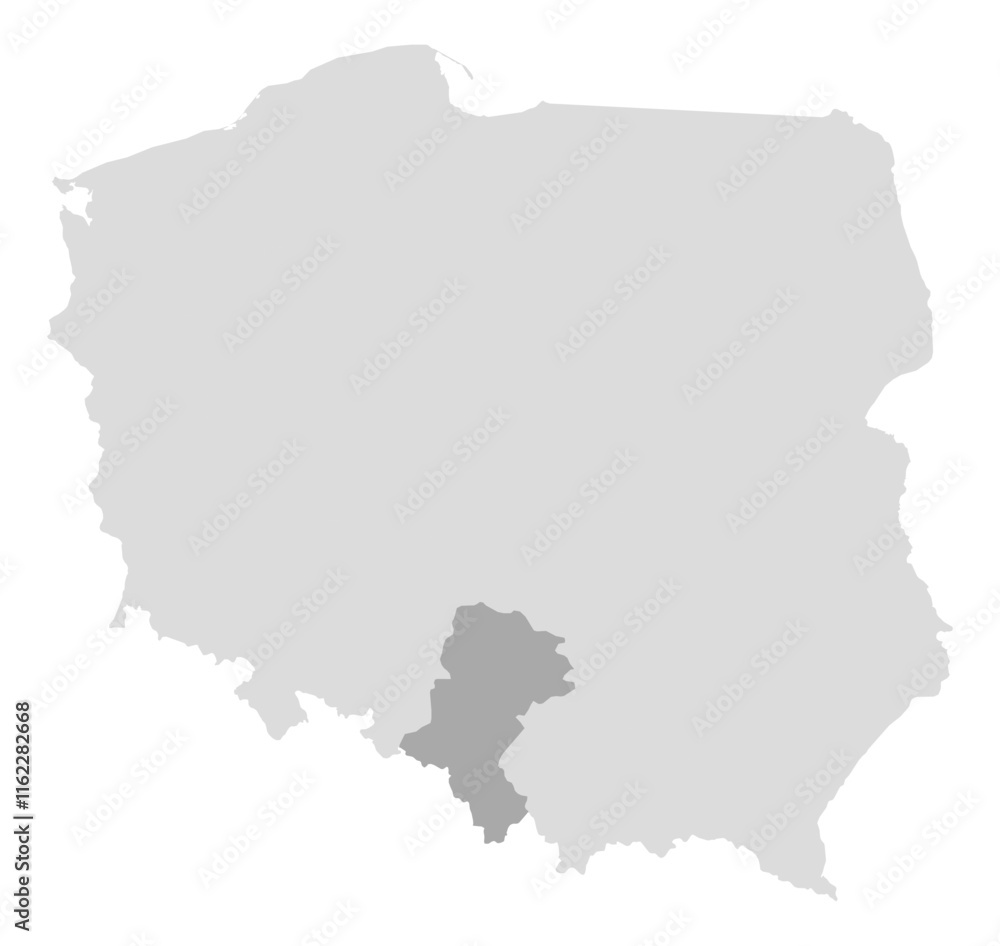 Location of Silesian in Poland
grey colour. Location of Silesian in Poland
grey colour.