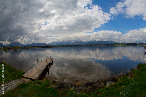 Hopfensee is a lake in Swabia, Bavaria, Germany. photo