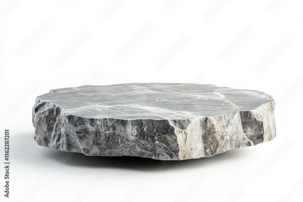 Rough grey marble stone platform isolated on white. Rough grey marble stone platform isolated on white.