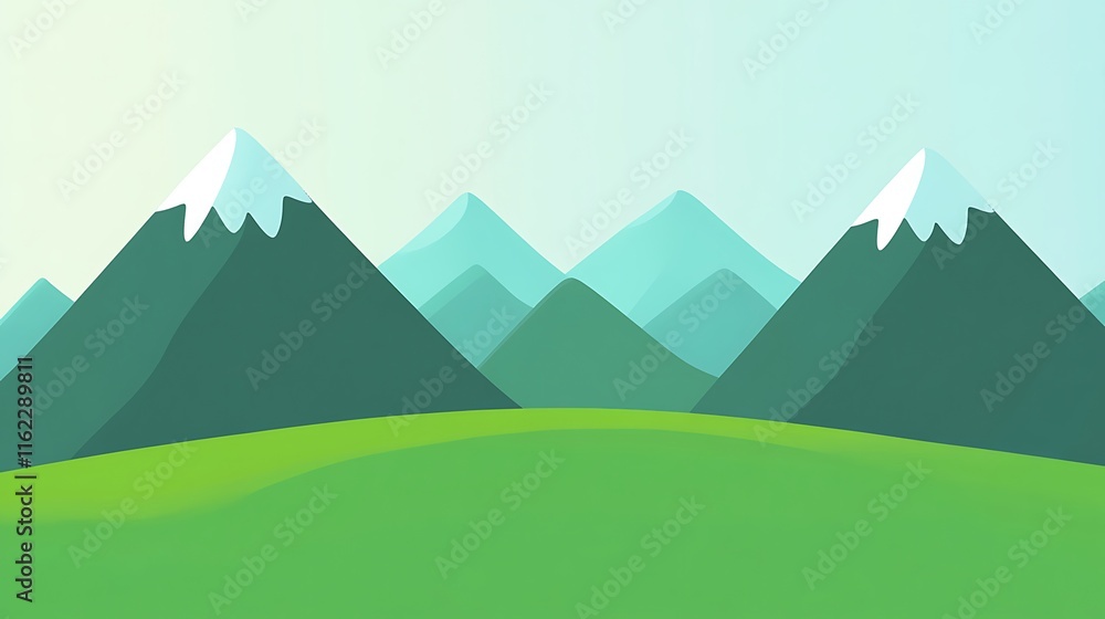 Naklejka premium Green Mountains Illustration
