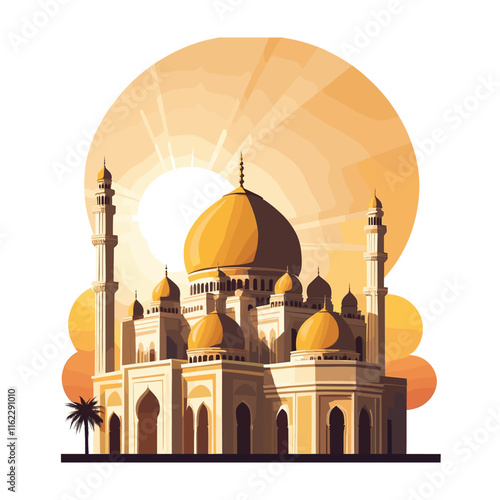 Mosque Building Vector Illustration Flat Style Design