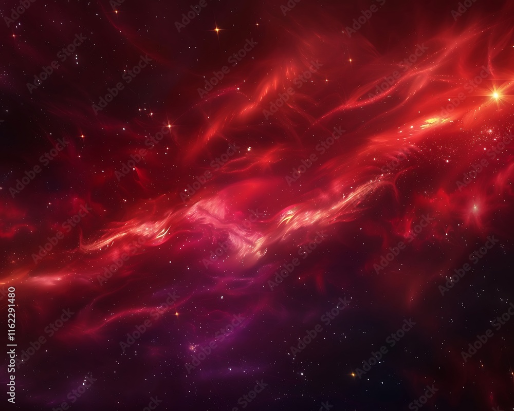 Stunning red and purple nebula cloud, stars, space backdrop, dark fantasy banner. Stunning red and purple nebula cloud, stars, space backdrop, dark fantasy banner.