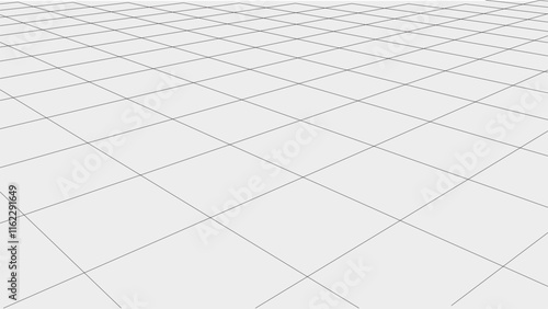 Vector perspective grid. Abstract wireframe landscape. Detailed lines on white background. 3d vector illustration.	