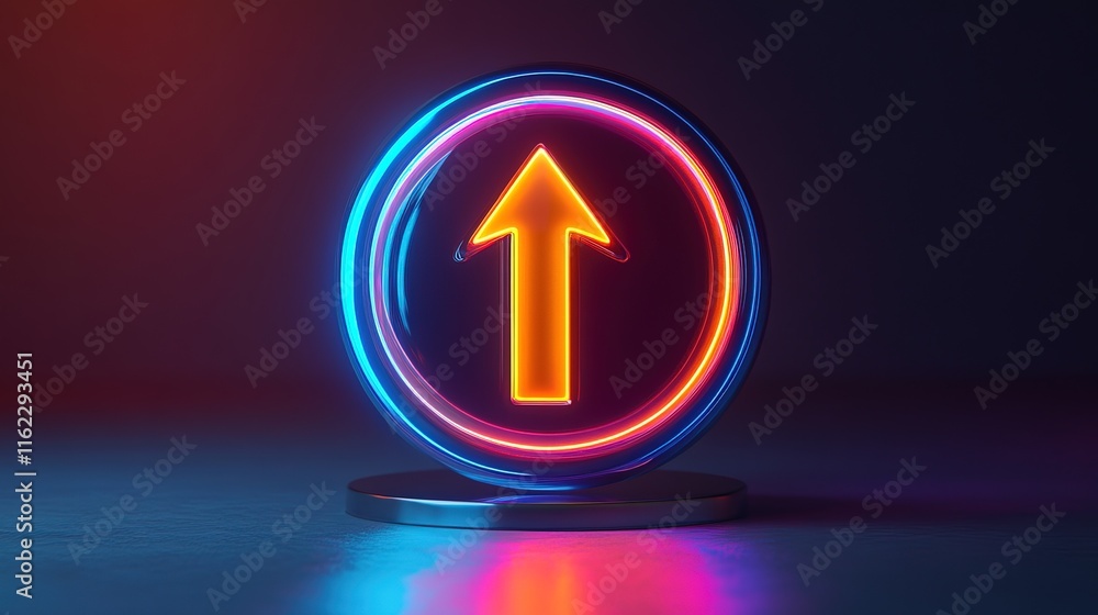 Upgrade arrow up icon inside a circle, modern and minimalist 3D Upgrade arrow up icon inside a circle, modern and minimalist 3D